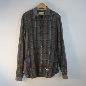Tintoria Mattei 954 Shirt Men M Multicolor Plaid 100% Linen LS Shirt  41  /  16